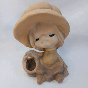 Vintage UCTCI Japan Ceramic Girl with Hat Figurine Vase